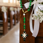 Emerald Green Catholic Wedding Rosary, Bridal Bouquet Rosary, Bride Prayer Beads, Religious Wedding Gift, Marriage Keepsake