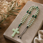 Catholic Wedding Rosary for Groom, Green Jade Style Prayer Beads, Men’s Religious Wedding Gift, Marriage Blessing Keepsake
