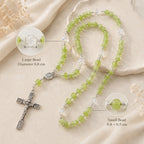 Green Wedding Rosary Beads for Bride, Catholic Bridal Bouquet Prayer Beads with Silver Crucifix, Wedding Keepsake Gift