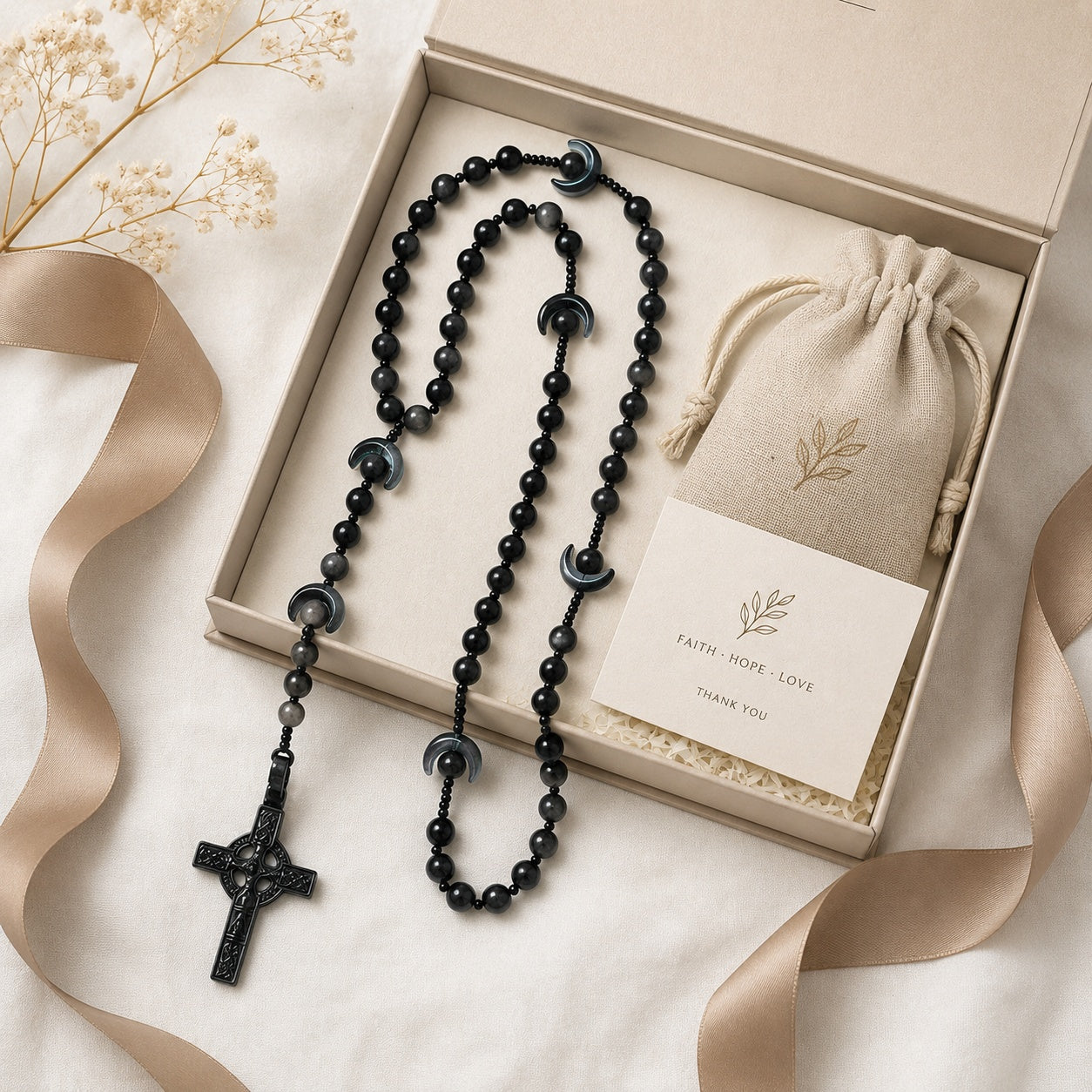 Men’s Black Catholic Wedding Rosary, Groom Rosary, Catholic Groom Gift, Black Prayer Beads, Wedding Keepsake