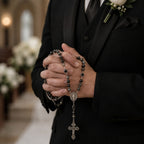 Men’s Catholic Wedding Rosary, Groom Rosary, Black Prayer Beads, Husband Gift, Religious Wedding Gift
