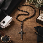 Men's Olive Wood Catholic Rosary, Handmade Prayer Beads with Crucifix, Traditional Christian Gift for Men