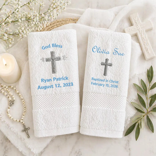 Personalized Baby Christening Towels,Custom Embroidered Baptism Gift,Perfect Personalized Gift for Baptism & Baby Showers