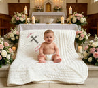 Personalized Embroidered Baby Blanket | Baptism & Christening Keepsake Gift for Newborn Baby Boy & Girl