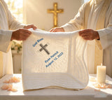 Personalized baptism blanket embroidered baby name date christening keepsake heirloom
