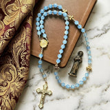 Handcrafted Blue Glass Catholic Rosary