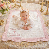 Personalized Embroidered Baby Blanket,Custom Baby Blanket for Baptism,Christening Keepsake,Baptism Gift
