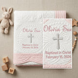 Personalized Embroidered Baby Blanket,Custom Baby Blanket for Baptism,Christening Keepsake,Baptism Gift