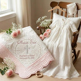 Personalized Embroidered Baby Blanket,Custom Baby Blanket for Baptism,Christening Keepsake,Baptism Gift