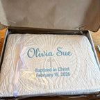 Personalized Embroidered Baby Blanket | Custom Baptism & Christening Keepsake Gift for Newborn Baby Boy & Girl