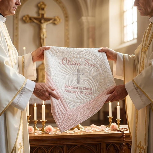 Personalized Embroidered Baby Blanket,Custom Baby Blanket for Baptism,Christening Keepsake,Baptism Gift