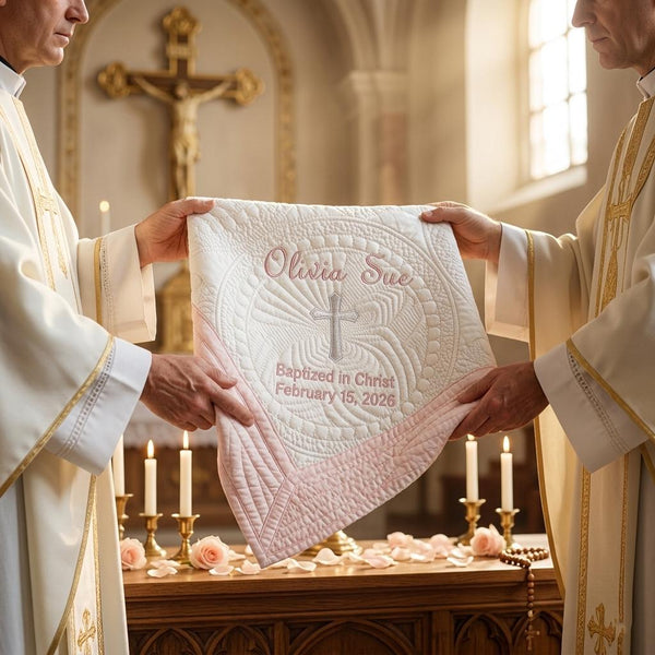 Personalized Embroidered Baby Blanket,Custom Baby Blanket for Baptism,Christening Keepsake,Baptism Gift