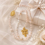 Catholic Wedding Rosary Pearl Bridal Bouquet Rosary for Bride Religious Wedding Gift Prayer Beads Keepsake