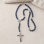 Something Blue Catholic Wedding Rosary, Blue Bridal Rosary, Groom Prayer Beads, Silver Crucifix, Marriage Keepsake