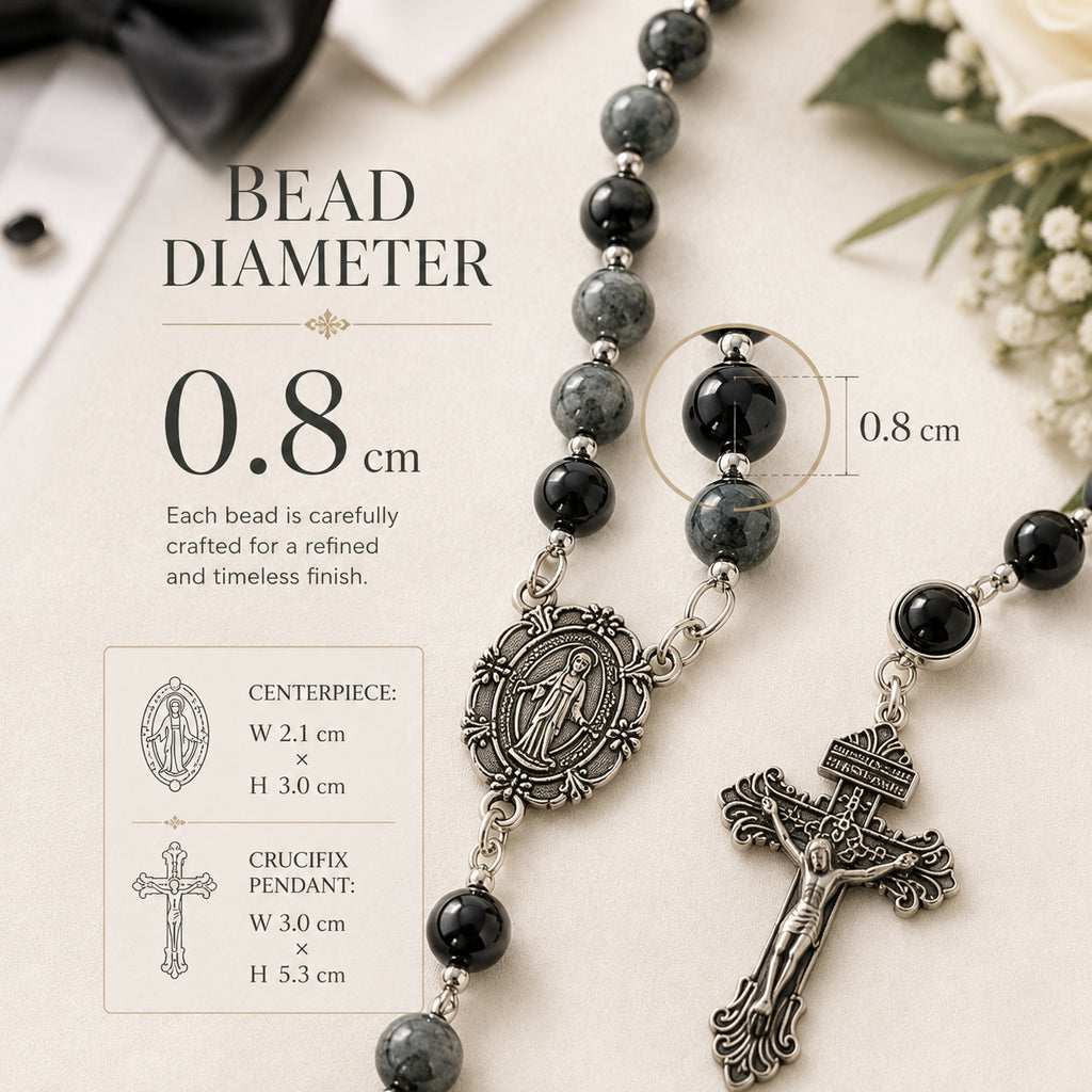Men’s Catholic Wedding Rosary, Groom Rosary, Black Prayer Beads, Husband Gift, Religious Wedding Gift