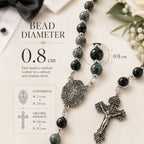 Men’s Catholic Wedding Rosary, Groom Rosary, Black Prayer Beads, Husband Gift, Religious Wedding Gift