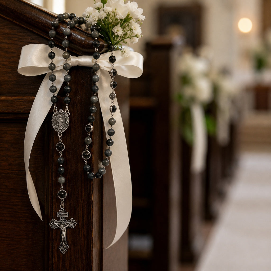 Men’s Catholic Wedding Rosary, Groom Rosary, Black Prayer Beads, Husband Gift, Religious Wedding Gift