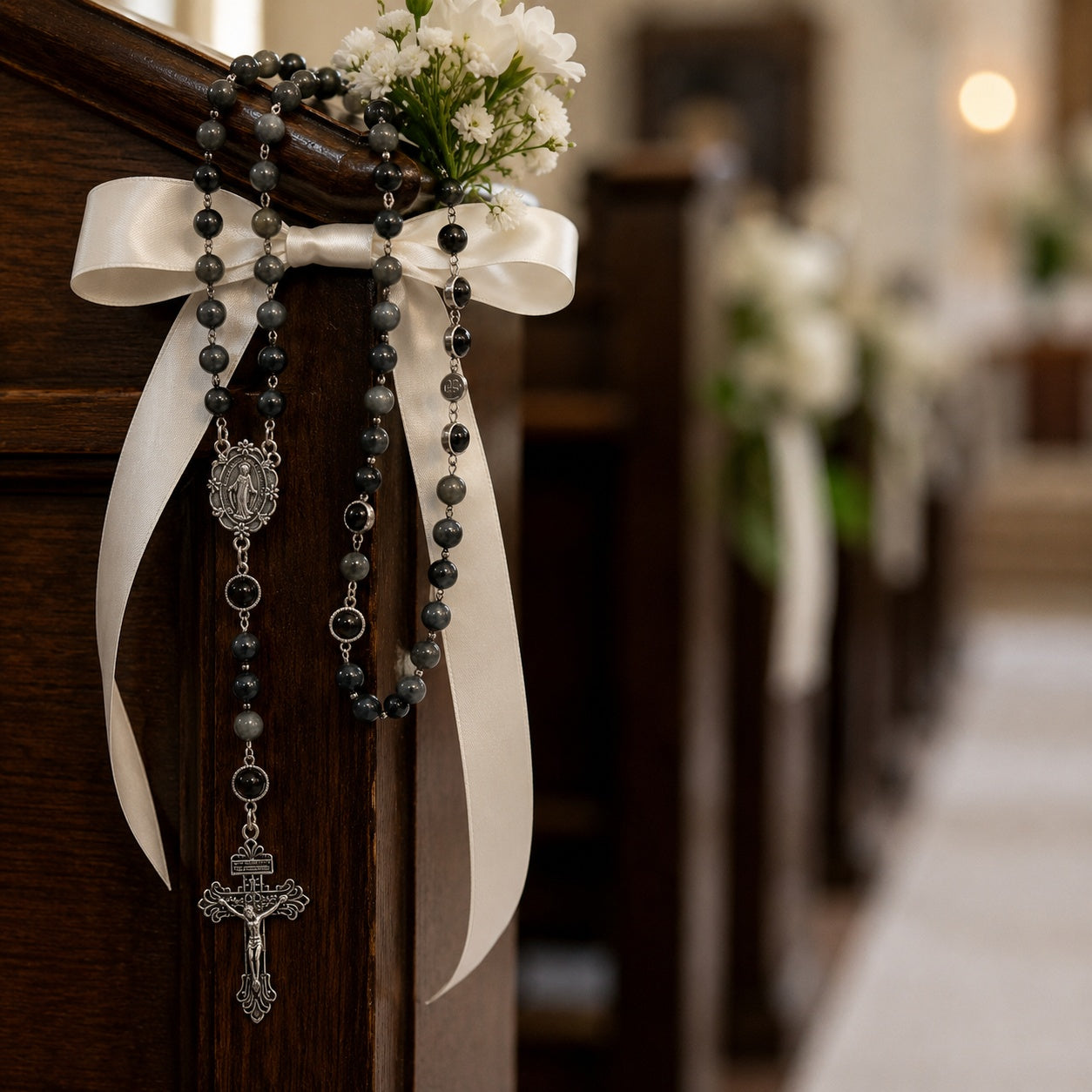 Men’s Catholic Wedding Rosary, Groom Rosary, Black Prayer Beads, Husband Gift, Religious Wedding Gift