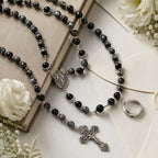 Men’s Catholic Wedding Rosary, Groom Rosary, Black Prayer Beads, Husband Gift, Religious Wedding Gift