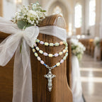 Pastel Bridal Bouquet Rosary, Catholic Wedding Rosary, Bride Gift, Wedding Prayer Beads, Silver Crucifix