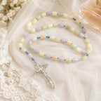 Pastel Bridal Bouquet Rosary, Catholic Wedding Rosary, Bride Gift, Wedding Prayer Beads, Silver Crucifix