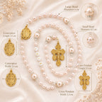 Catholic Wedding Rosary Pearl Bridal Bouquet Rosary for Bride Religious Wedding Gift Prayer Beads Keepsake