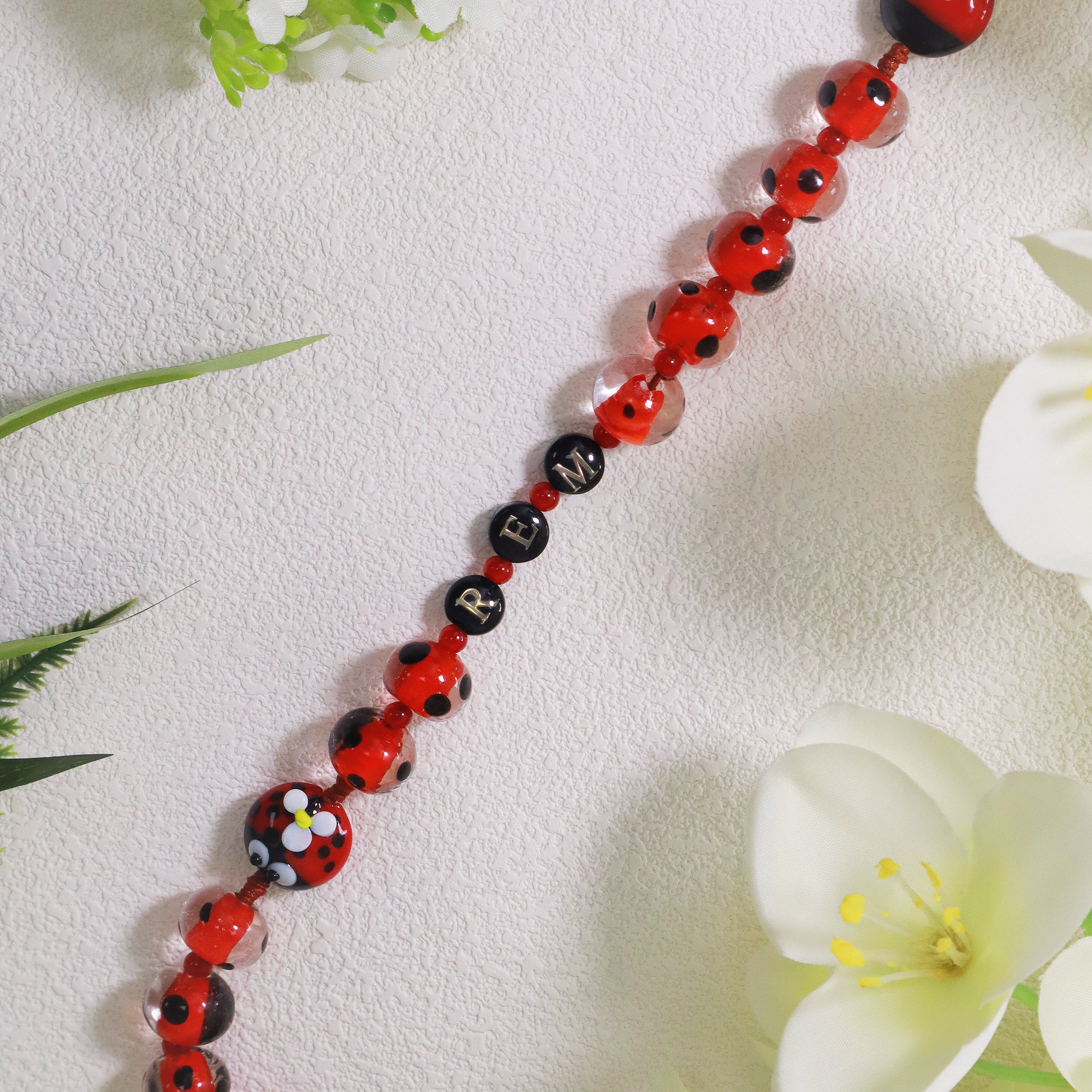 Natural Stone Ladybug Rosary, Catholic Prayer Beads, Handmade Rosary for Women Girls, Personalized First Communion Baptism Gift