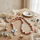Personalized pink silicone rosary beads for baby with custom name - baptism christening gift