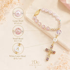 Pink Crystal Catholic Car Rosary, Steering Wheel Rosary, Personalized Initial Car Charm, Gold Crucifix, Driver Gift