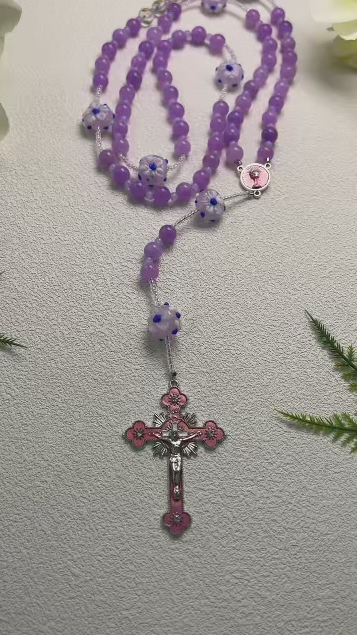 Lavender Floral Catholic Rosary