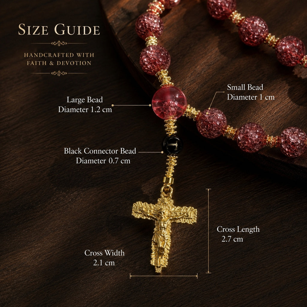 Red Catholic Car Rosary, Steering Wheel Rosary, Personalized Initial Car Charm, Gold Crucifix, Driver Gift