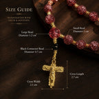 Red Catholic Car Rosary, Steering Wheel Rosary, Personalized Initial Car Charm, Gold Crucifix, Driver Gift