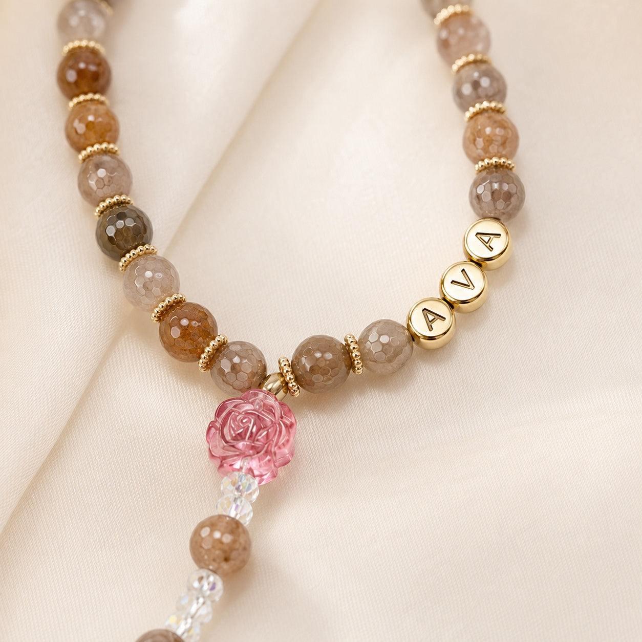 Natural Stone Catholic Rosary for Women, Handmade Flower Rosary Beads, Personalized Prayer Beads, Christian Faith Gift for Her