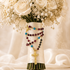 Red Wedding Rosary Beads for Bride, Catholic Bridal Bouquet Prayer Beads with Gold Crucifix, Love Rosary Wedding Gift
