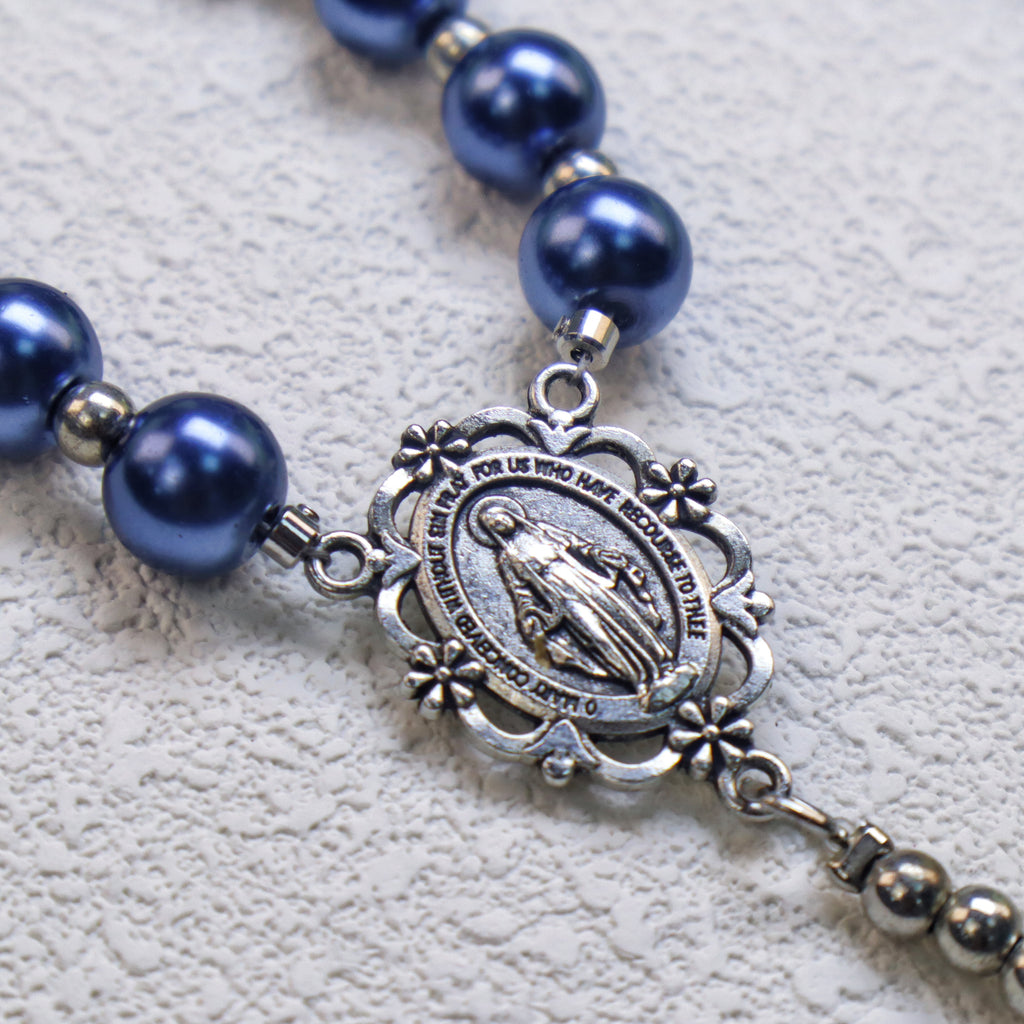 Blue Pearl Catholic Rosary