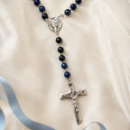 Something Blue Catholic Wedding Rosary, Blue Bridal Rosary, Groom Prayer Beads, Silver Crucifix, Marriage Keepsake