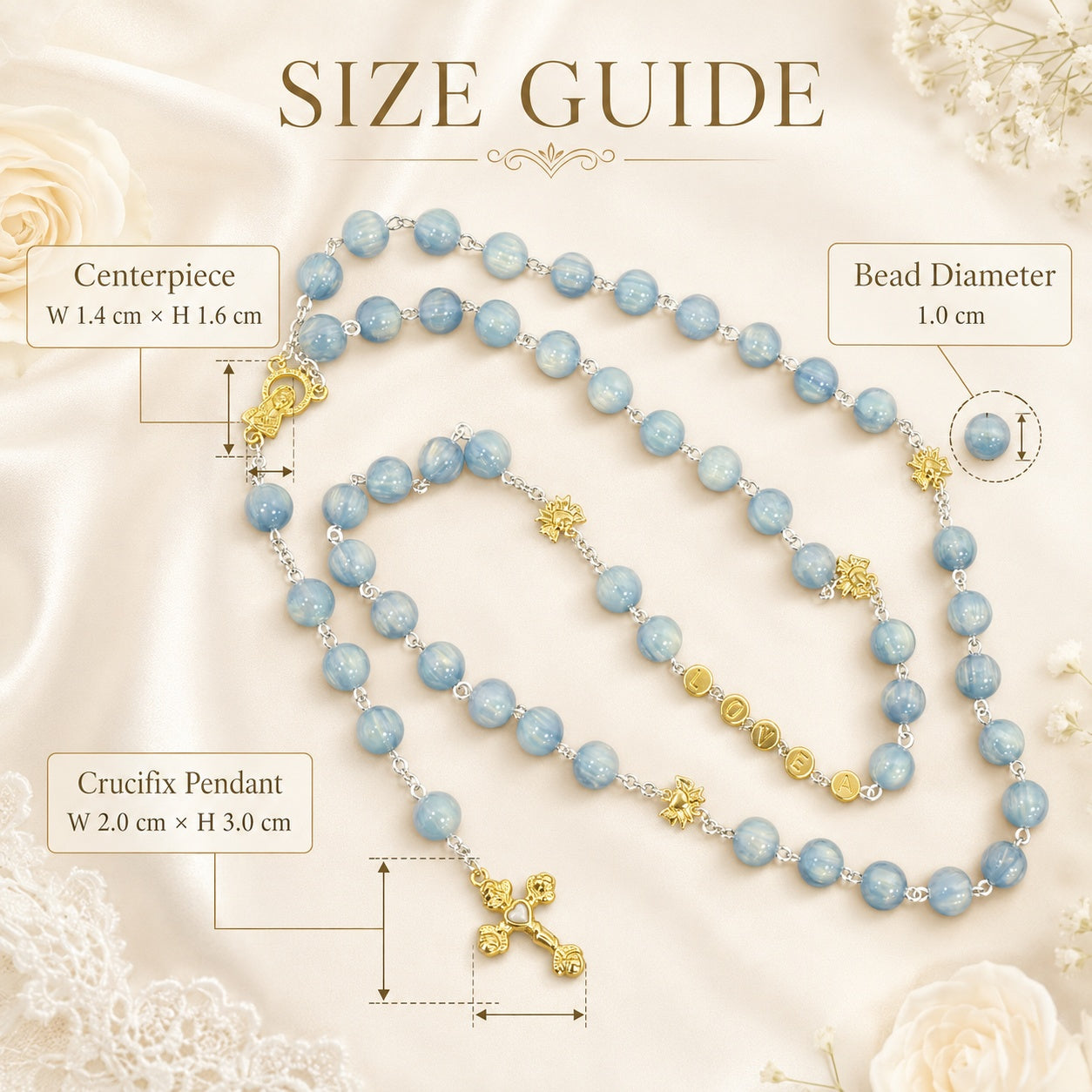 Something Blue Wedding Rosary, Bridal Bouquet Rosary, Catholic Bride Gift, Blue Prayer Beads, Marriage Keepsake