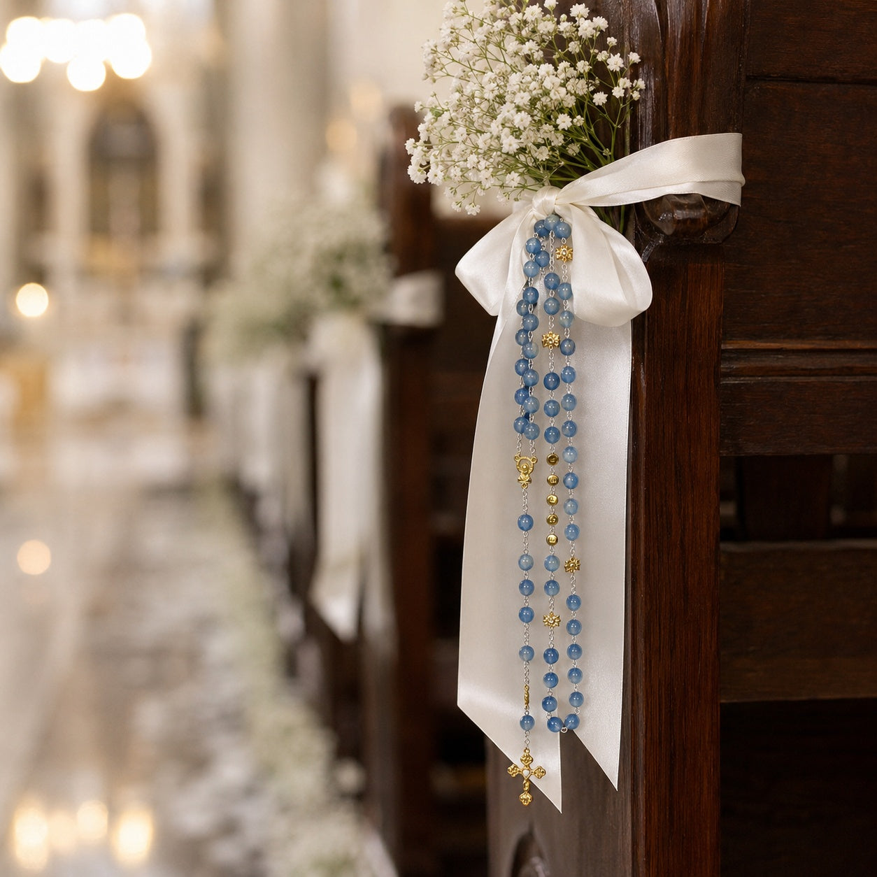 Something Blue Wedding Rosary, Bridal Bouquet Rosary, Catholic Bride Gift, Blue Prayer Beads, Marriage Keepsake