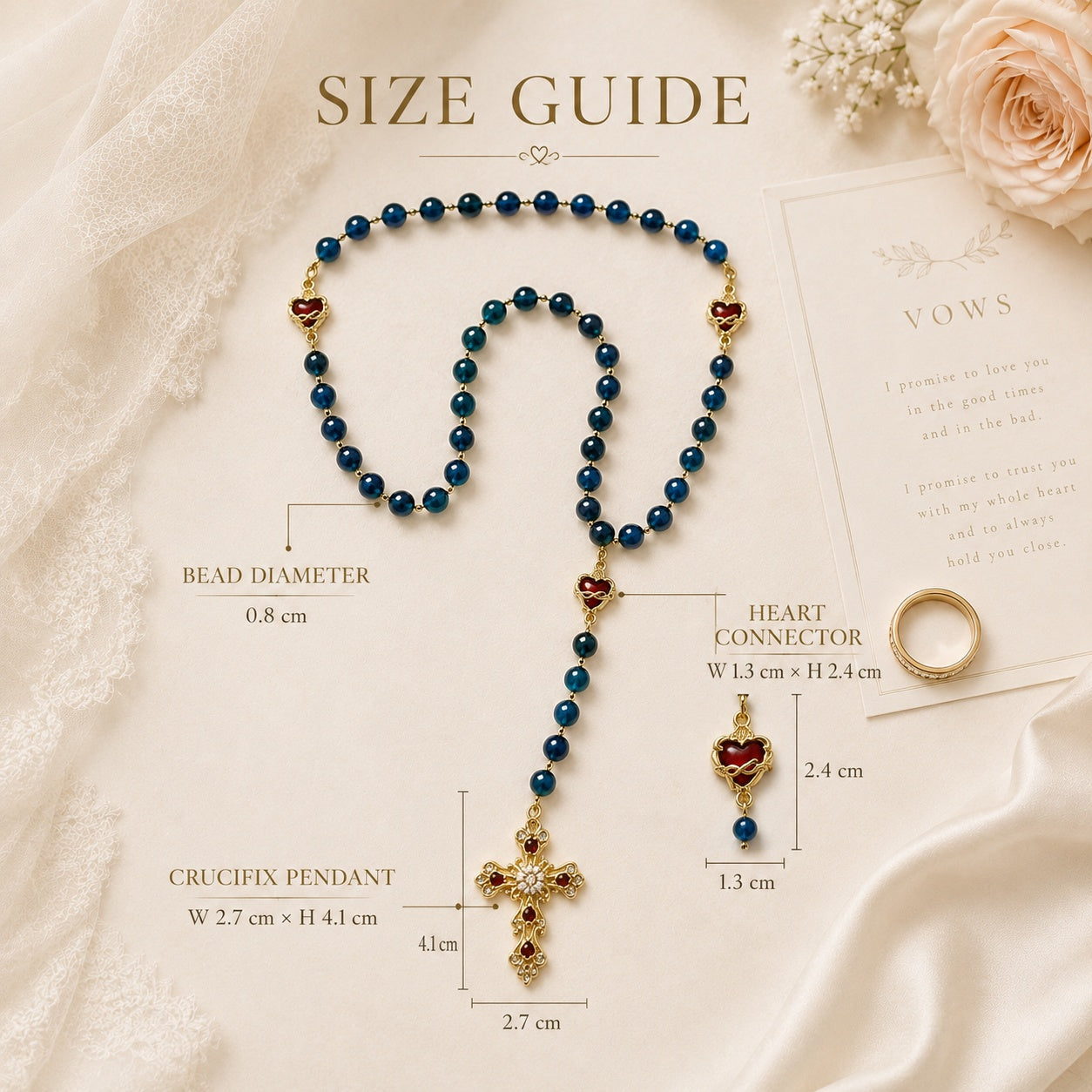 Catholic Wedding Rosary, Bridal Bouquet Rosary, Something Blue Wedding Gift, Personalized Marriage Keepsake, Bridal Prayer Beads