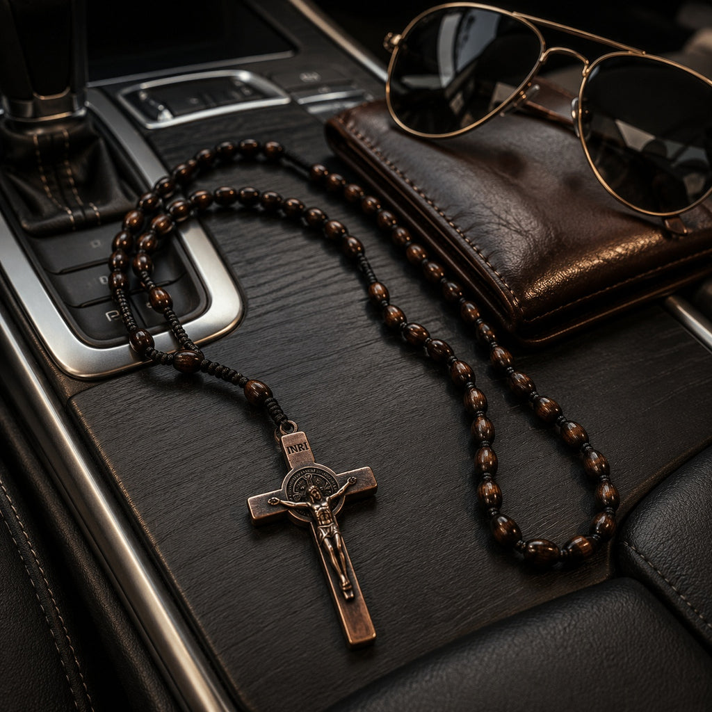 Men’s handmade rosary displayed for personal devotion, Catholic prayer, and religious gift giving.
